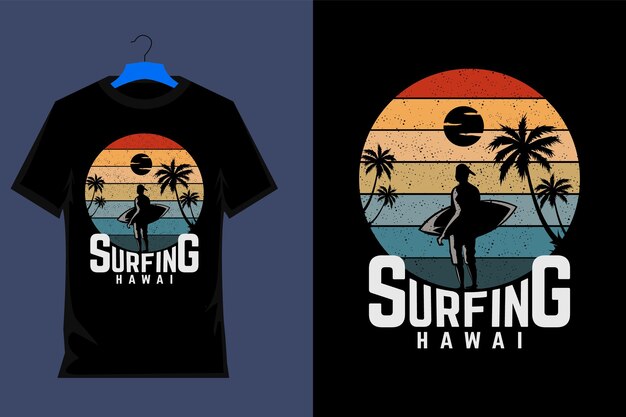 Surf Hawaii Retro Vintage T-shirt Design