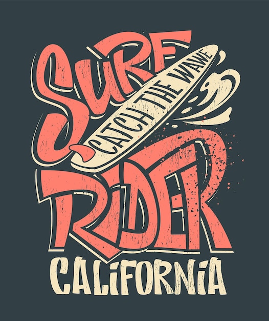 Vecteur surf rider impression tshirt graphisme illustration vectorielle