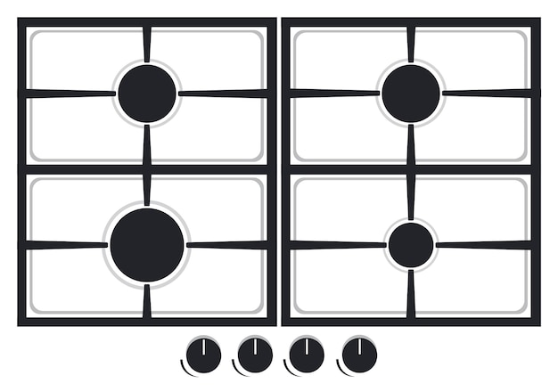 Surface De Cuisson De La Cuisinière à Gaz Pour Illustration Vectorielle De Cuisine