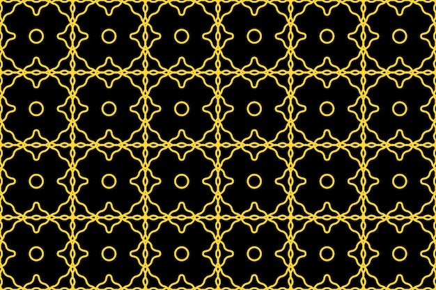 Surface décorative conçue motif sans couture doré sur fond noir motif géométrique
