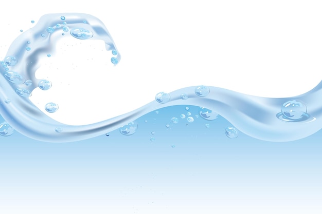 Vecteur surface de l'eau avec bulles et éclaboussures
