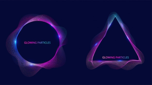 Surface De Particules Ondulées Bleues Et Violettes. Technologie Abstraite Ou Bannière Scientifique. Illustration