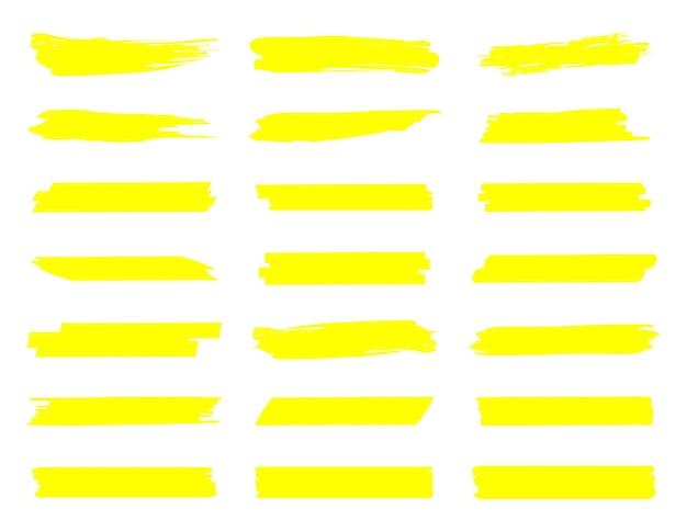 Surligner les lignes de marqueur Traits de marqueur jaunes Traits de marqueur dessinés à la main