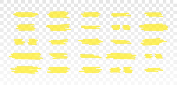Surligner les lignes de pinceau Surligneur jaune Traits de marqueur