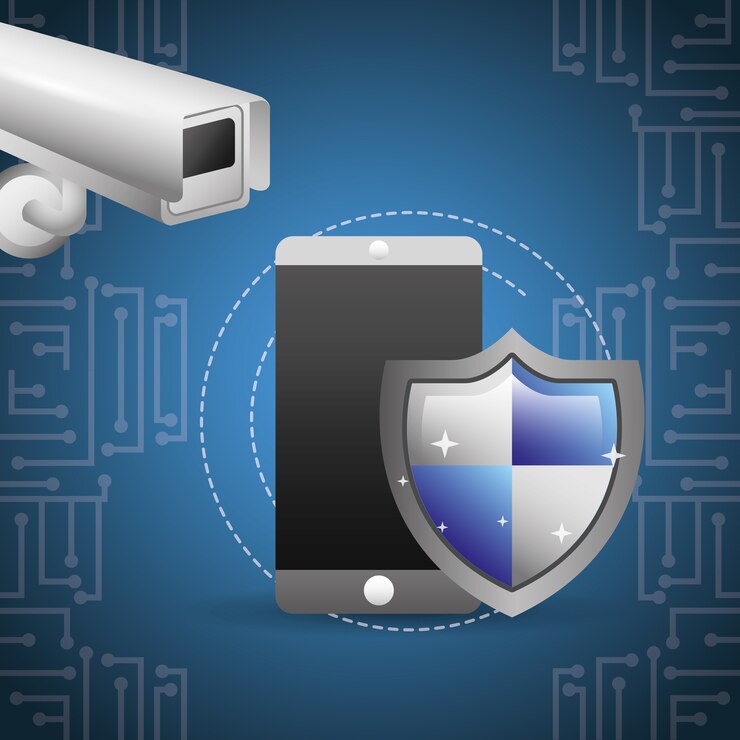 Vecteur surveillance de caméra de protection de bouclier de smartphone