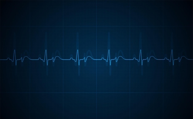 Surveillance De L'ekg D'urgence Pouls Cardiaque Au Néon Rougeoyant Bleu. Battement De Coeur. électrocardiogramme