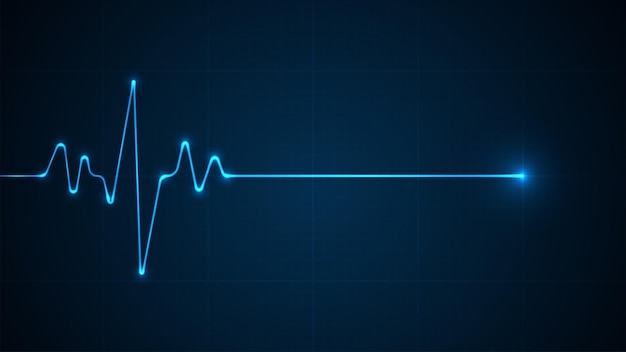 Vecteur surveillance électrocardiographique d'urgence du pouls cardiaque au néon bleu