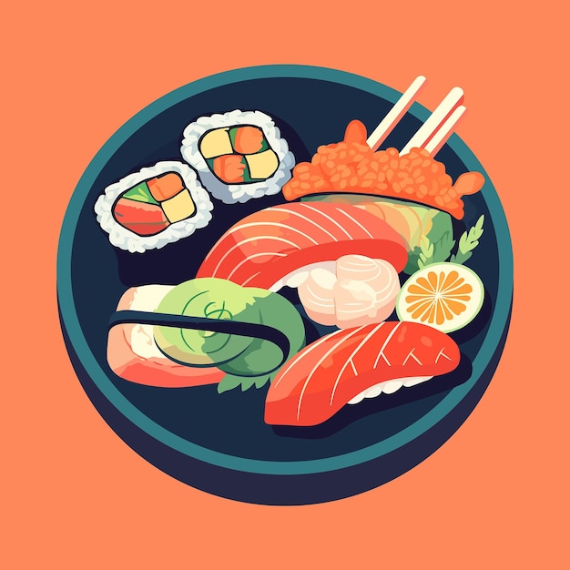 Vecteur sushi bowl menu illustration