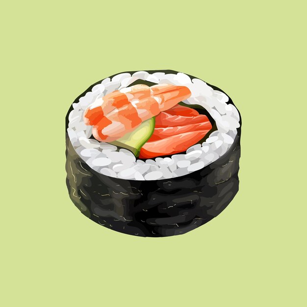 Vecteur sushi illustration semi-réaliste de sushi un aliment japonais typique sur un fond isolé