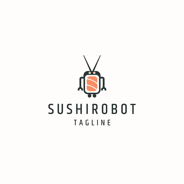 Sushi Et Robot Logo Icône Modèle De Conception Vecteur Plat