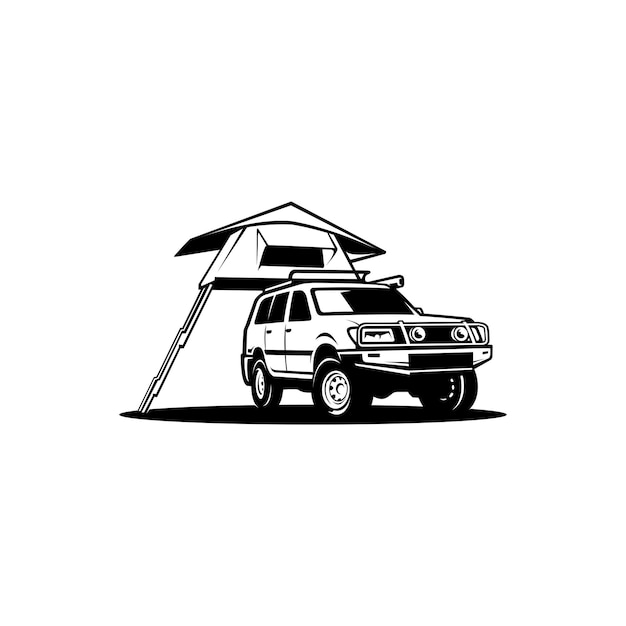 Suv Camping-car Hors Route Avec Vecteur De Logo De Tente Sur Le Toit