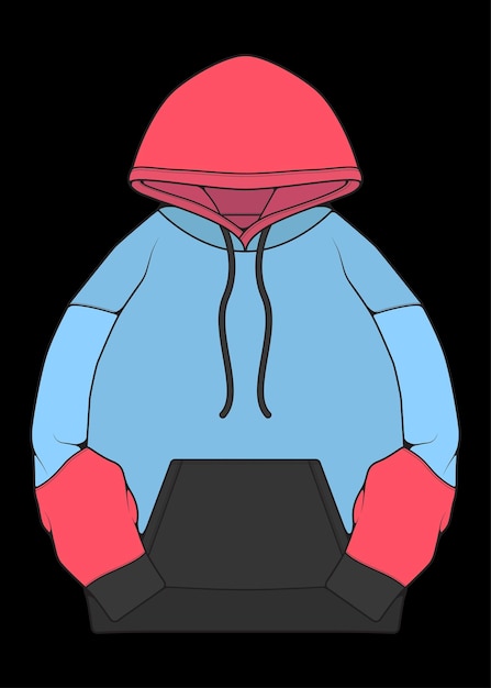 Vecteur sweat à capuche veste surdimensionnée coloriage dessin vectoriel veste à capuche surdimensionné formateurs modèle veste à capuche vecteur illustration