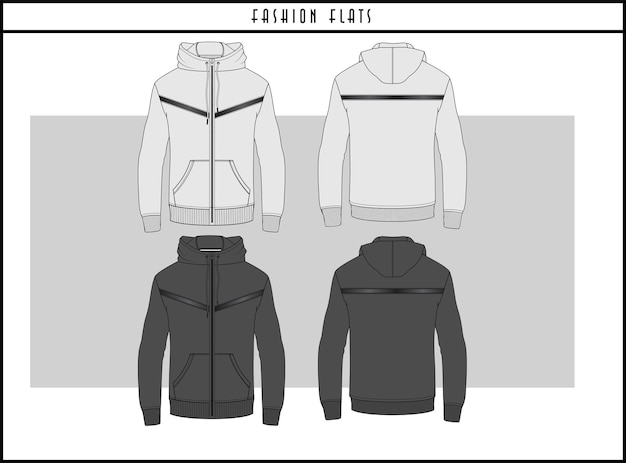 Vecteur sweat à capuche zippé fashion design plat illustration