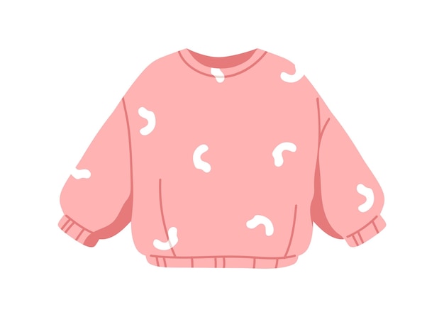 Sweat enfant. Vêtements pour enfants en molleton doux. Vêtements décontractés pour filles. Port des tout-petits, vêtement à manches pour temps froid. Illustration vectorielle plane isolée sur fond blanc.