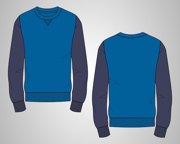 Sweat-shirt à Manches Longues Technical Fashion Croquis Plat Modèle D'illustration Vectorielle
