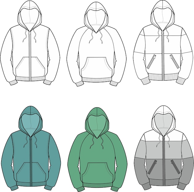 Sweats à capuche pour hommes Fashion CAD Vector illustration