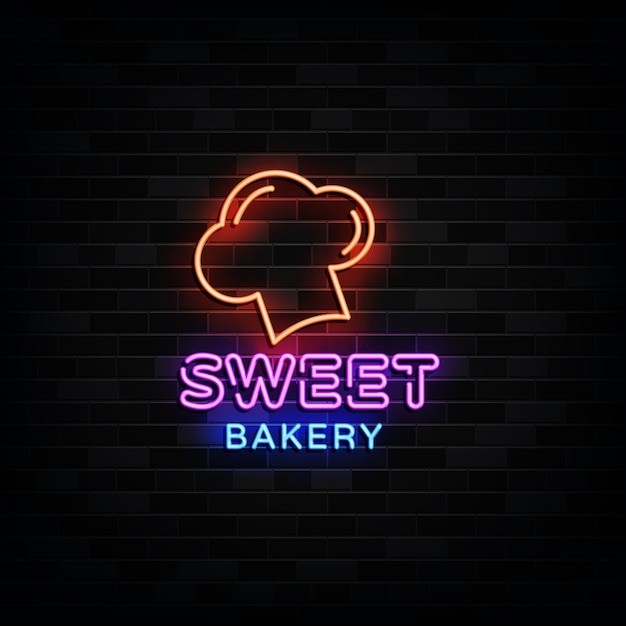 Sweet Bakery Logo Enseignes Néon Style Design Néon