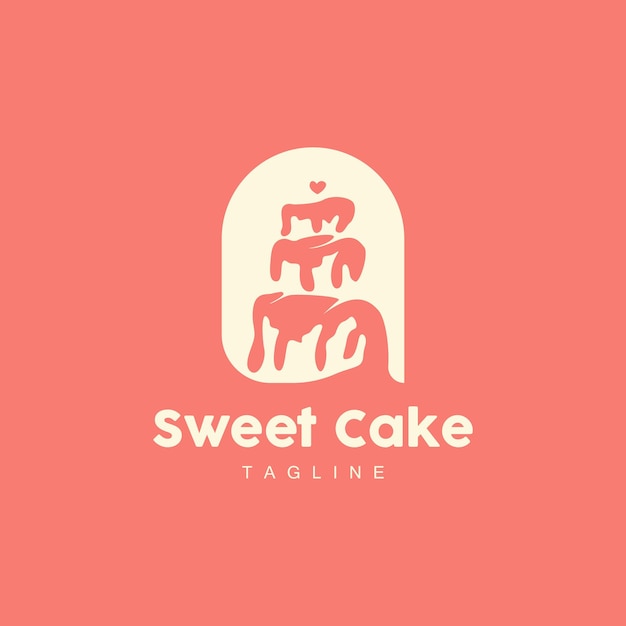 Sweet Cake Logo Design Anniversaire Pain Vector Simple Design Boulangerie Icône Modèle Illustration