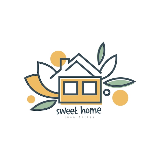 Vecteur sweet home logo modèle design eco friendly maison concept énergie propre matériaux de construction et technologies vecteur illustration isolé sur fond blanc