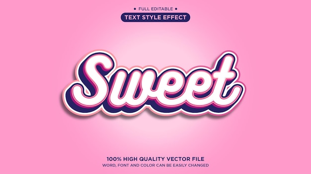 SWEET mignon TEXTE EFFET vecteur modifiable