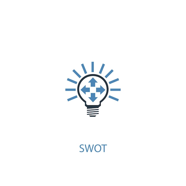 SWOT concept 2 icône de couleur. Illustration de l'élément bleu simple. Conception de symbole de concept SWOT. Peut être utilisé pour l'interface utilisateur/UX Web et mobile