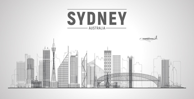 Vecteur sydney australie cityline architecture vector illustration gratte-ciel design plat modèle de conception de bannière de tourisme avec sydney australie