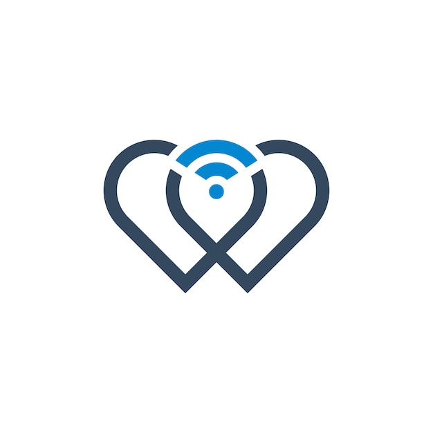 Symboal De Coeur Avec La Conception De Logo D'icône Wifi