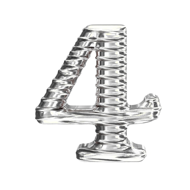 Le Symbole 3d En Argent Numéro 4