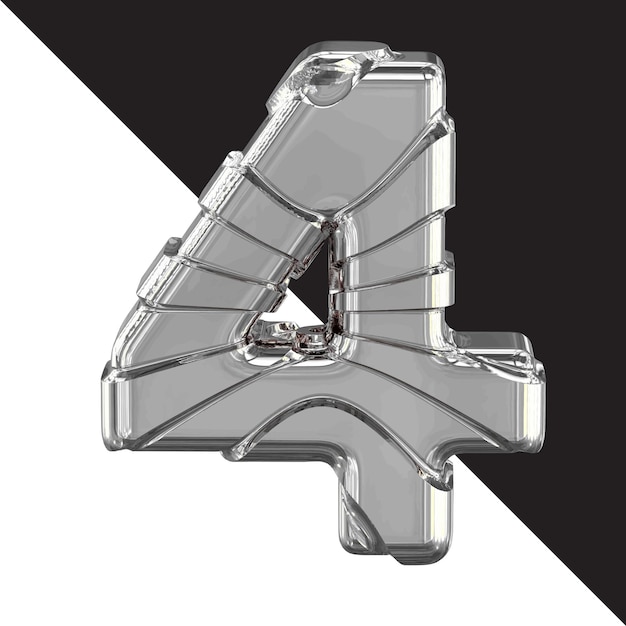 Symbole 3d argenté avec sangles numéro 4