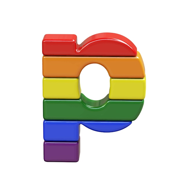 Symbole 3d Composé De Couleurs Du Drapeau Lgbt Lettre Numéro P