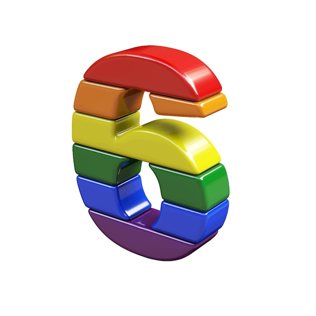 Symbole 3d Composé Des Couleurs Du Drapeau Lgbt Numéro 6