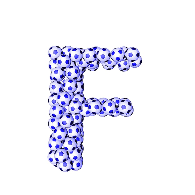 Vecteur symbole 3d fabriqué à partir de ballons de football lettre f