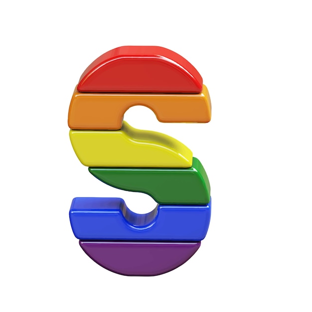 Vecteur symbole 3d fait de lettre de numéro de couleurs du drapeau lgbt