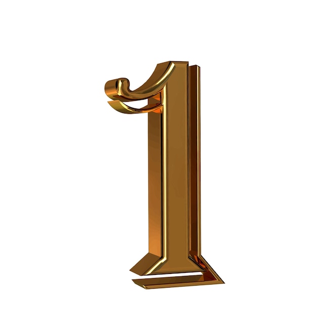 Vecteur symbole 3d en or numéro 1