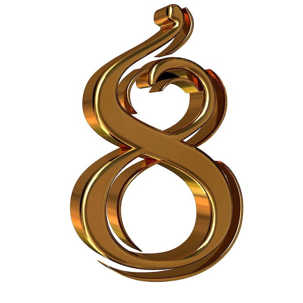 Symbole 3d en or num ro 8 vecteur premium