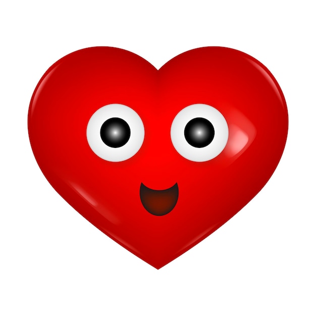 Vecteur symbole d'amour coeur rouge illustration vectorielle maquette 3d emoji émotion smiley visage heureux