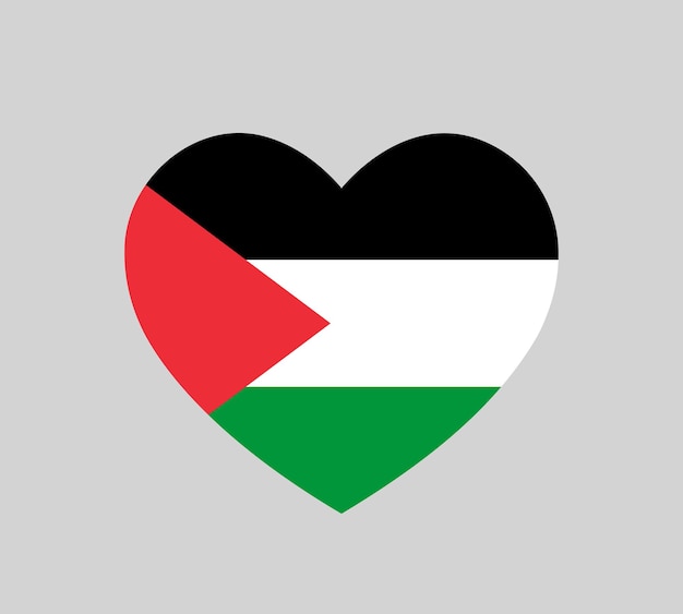 Vecteur symbole de l'amour de la palestine forme de cœur simple vecteur icône du drapeau