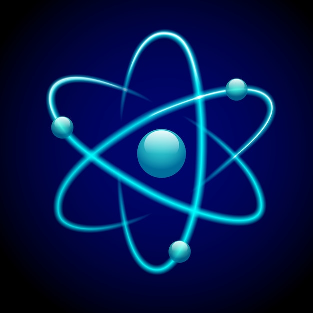 Symbole Atom 3d blue