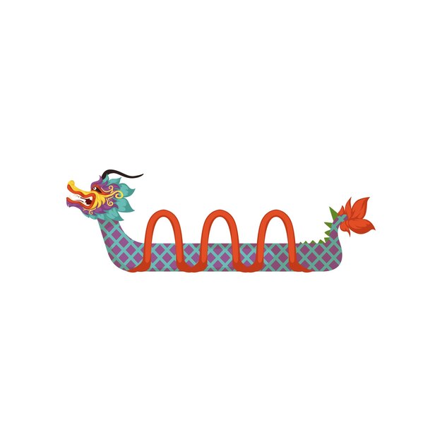 Symbole de bateau-dragon coloré du vecteur Festival traditionnel chinois Illustration sur fond blanc