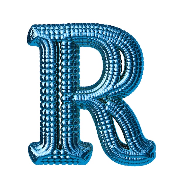 Vecteur symbole bleu composé de sphères lettre r