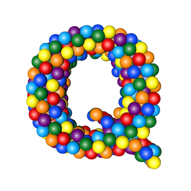 Vecteur symbole des boules de couleurs arc-en-ciel lettre q