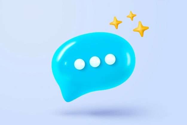 Symbole de bulles de parole 3D sur les médias sociaux icône isolée sur un fond pastel mention de fil de commentaires ou signe de réponse de l'utilisateur avec les médias sociaux vecteur d'icône de bulles d'expression 3D avec illustration de rendu d'ombre