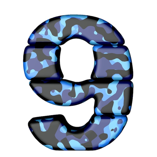 Symbole En Camouflage Bleu Numéro 9