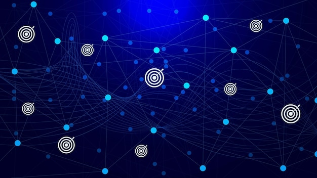 Symbole cible avec connexion de points et de lignes pour l'arrière-plan du concept de stratégie de marketing d'entreprise