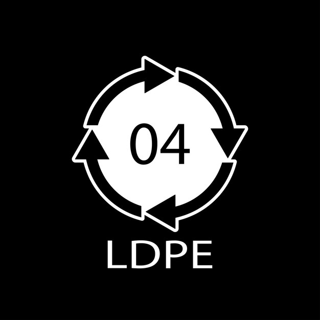 Symbole de code de recyclage LDPE 04 Signe de polyéthylène basse densité vecteur de recyclage du plastique