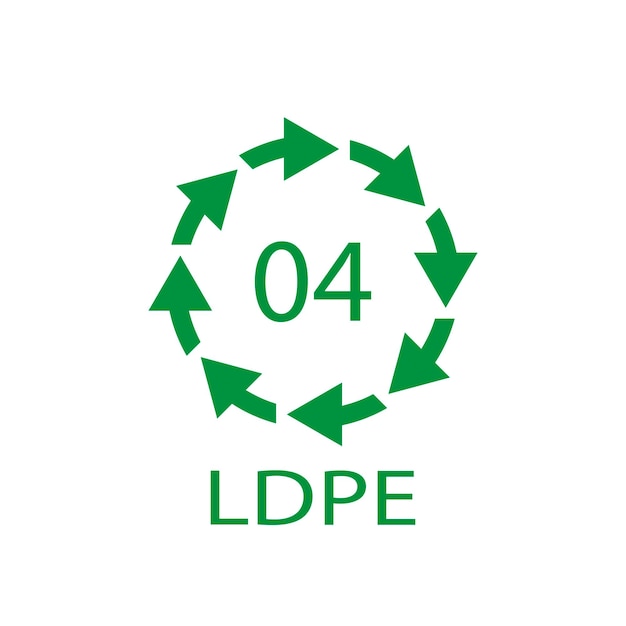 Symbole de code de recyclage LDPE 04 Signe de polyéthylène basse densité vecteur de recyclage du plastique
