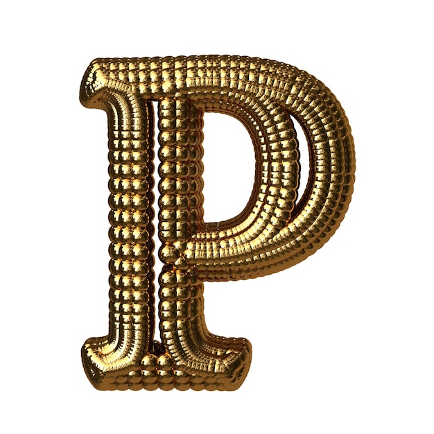 Symbole composé de sphères d'or lettre p