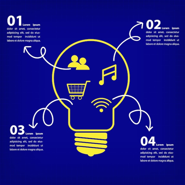 Symbole De Concept Ampoule Business Infographie Avec Des Icônes