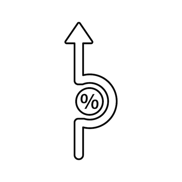 Vecteur symbole de contour de ligne avec la flèche en pourcentage vers le haut