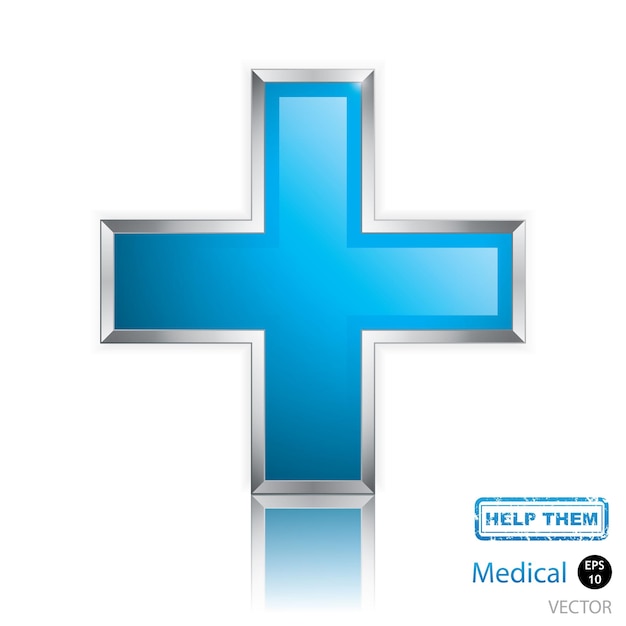 Vecteur symbole de croix bleue propre isolé sur l'illustration vectorielle blanche